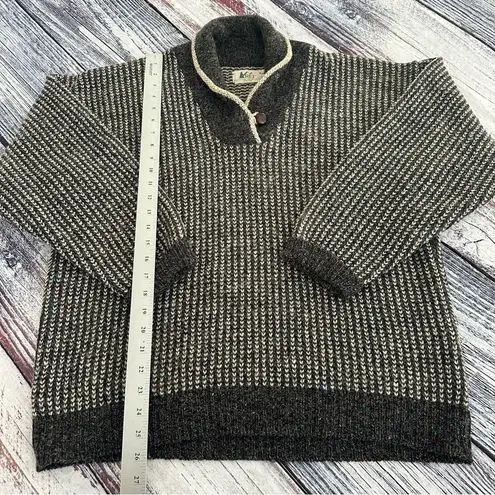 Vintage R.E.I. 100% Wool Speckled Knit Collared Chunky Knit Sweater Gray Size L