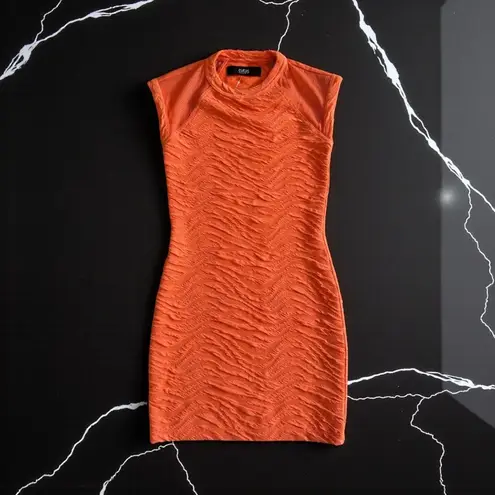 CUT BY YIGAL AZROEL Orange Patterned Stretch Mini Dress Sz XS