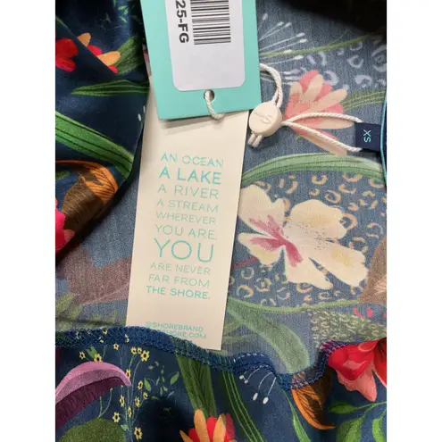 Shore Women's Oceansides Floral Drape Tank Size XS NWT Jewel Tone Dark Blue