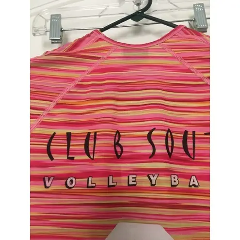 Mizuno Women's Size Unknown Active Pink Striped Shirt CLUB SOUTH VOLLEYBALL 6