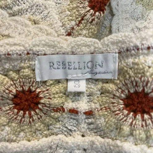 Rebellion Crochet Floral Granny Square Crop Tank Top Size Small Boho Festival