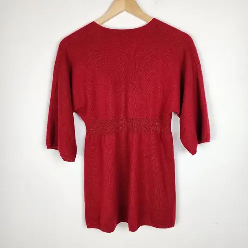 Lord & Taylor Red Cashmere Sweater V Neck Empire Waist Size M Size M