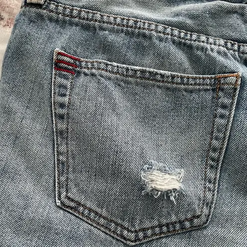 Urban Outfitters BDG  Tomgirl distressed blue button fly cotton shorts, size 26”