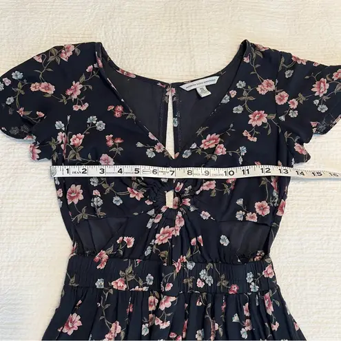 American Eagle  black floral cutout dress XXS