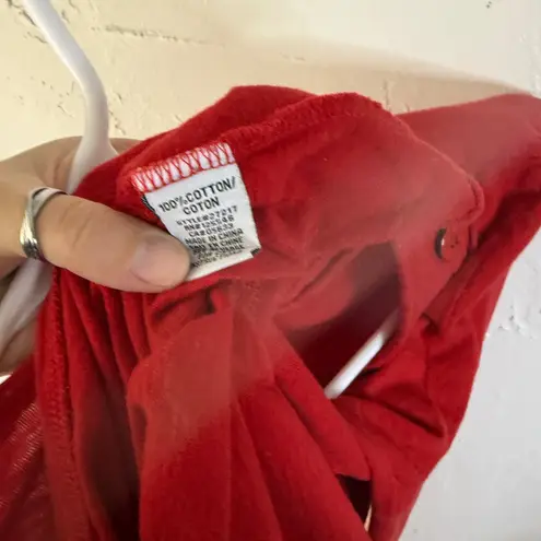 Habitat Red Asymmetrical Button Front Long Sleeve Women's Top Size M Lagen