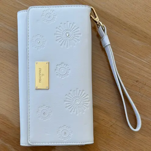 Swavorski Swarovski Travel Wallet with Gold Accents. Sand/ Beige Color