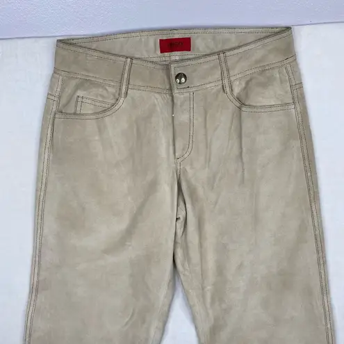 Hugo Boss Vintage Red Label Lamorin Low Rise 100% Leather Wide Leg Tan Pants-10