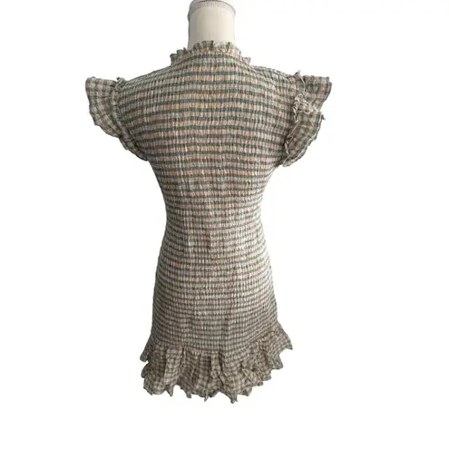 Veronica Beard Plaid Smocked Ruffle Trim Dress Size 6