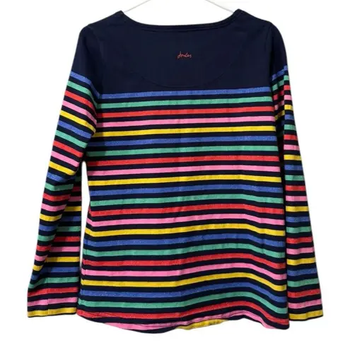 Joules Women Rainbow Stripe Long Sleeve Sweater Size US 6 Colorful Lightweight
