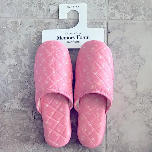 Charter Club New Quilted Paisley Floral Slippers, Pink Size XL (US 11-12) NWT