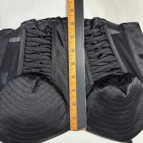 Julia by Love J Satin Corset Top Womens S Padded Mesh Goth Y2K Glam Clubwear Black