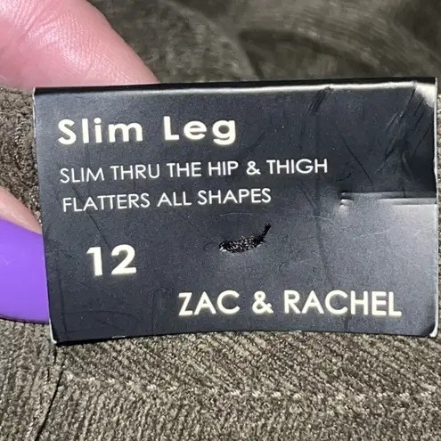 New Zac & Rachel Slim Leg Olive Green Corduroy Women's Pants Size 12 Stretch
