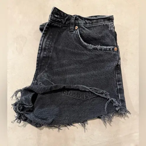 ZARA  Black‎ Distressed Denim Shorts Size 10