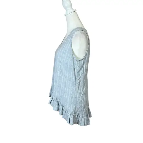 Goddess Gear Blue Stripe Hemp Organic Cotton Top Sleeveless Hi