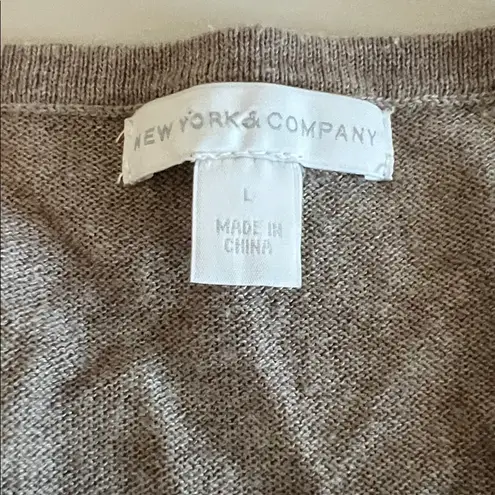 New York & Co Scoopneck 3/4 Sleeve Lightweight Sweater Beige Size Large Tan