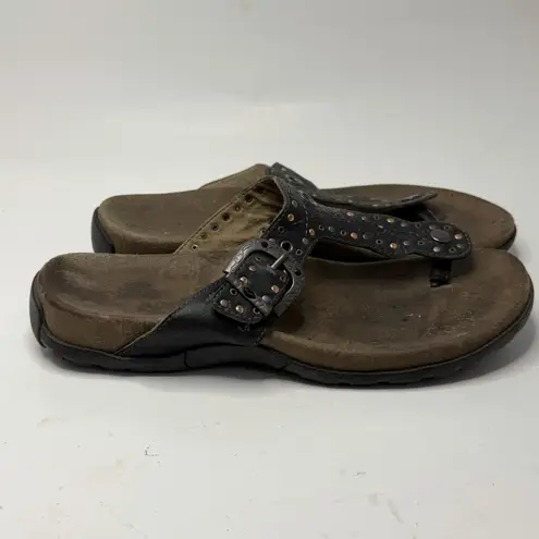 Taos Siren Embellished Leather Buckle Casual Comfort Sandals Womens Size 8 Brown