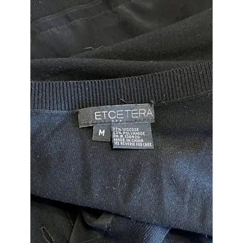 Etcetera Ladies Classic Black Button Up Knit Viscous Cardigan Size Medium EUC