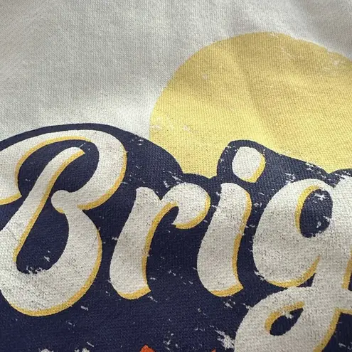 Zyia NEW Brighter White Sweatshirt 70s Groovy Athleisure Oversized Pride Rainbow Sun