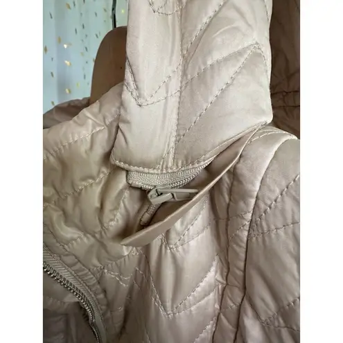 via spiga Zig Zag Quilted Detachable Hood Mid Length Jacket Side Pockets S
