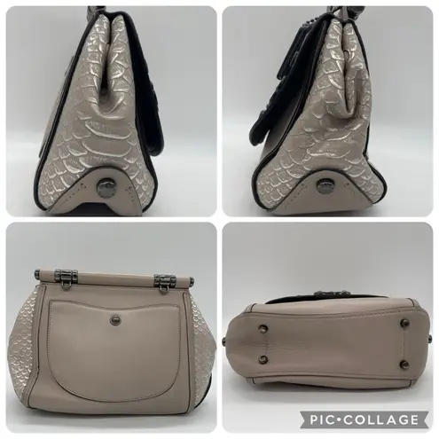 Coach  Drifter Tea Rose Gray Beige Leather Bag Handle Crossbody Shoulder Purse