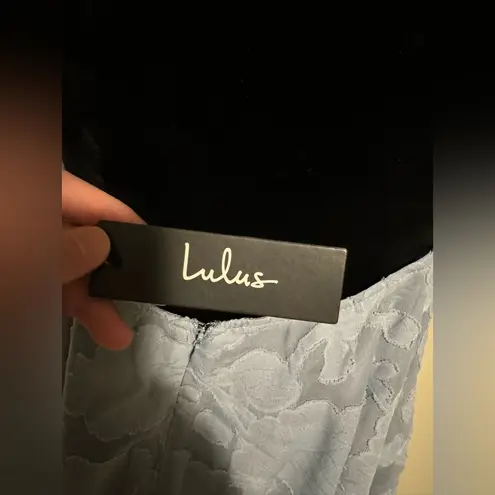 Lulus NWT  Days of Beauty Dusty Blue Burnout Floral Skater Dress size medium