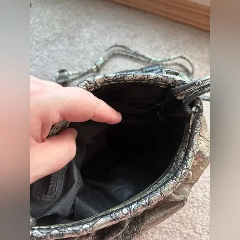 Vintage 90s Metallic Patchwork Quilted Shoulder Bag – Retro Vegan Bronze Gold