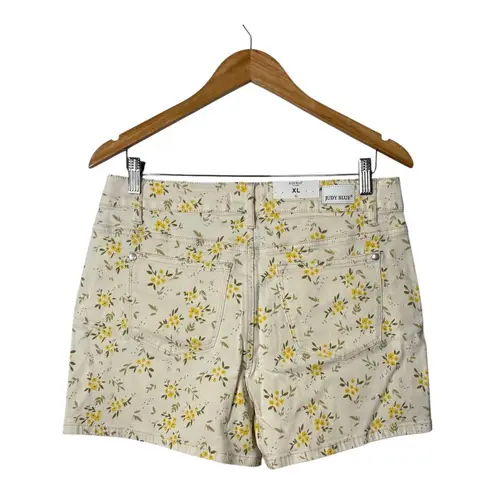 Judy Blue Los Angeles Floral Print Denim Shorts Mid Rise Women Size XL NWT