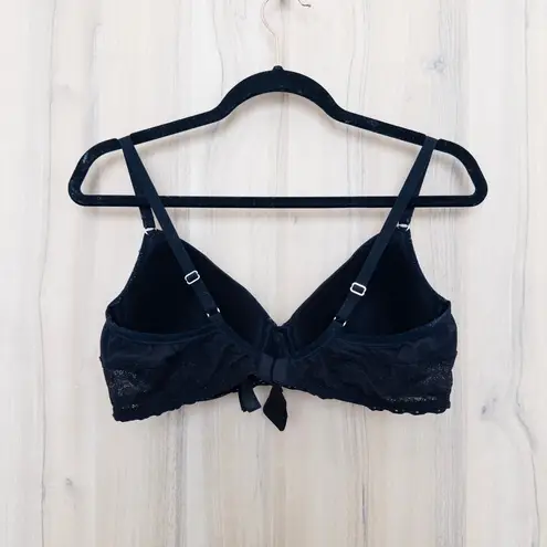 Natori Womens Bra Size 38C Black Lace Push Up Minimalist Chic Soft Underwire