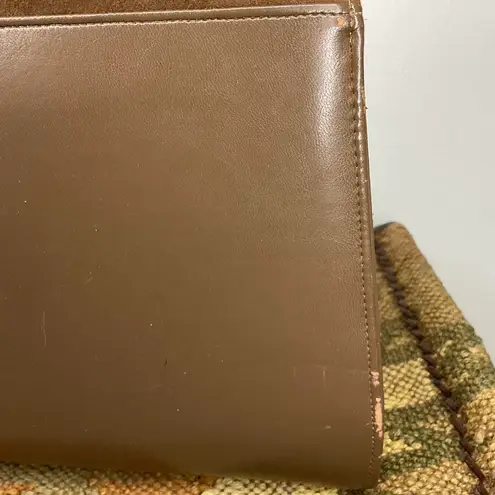 Vintage Suede Faux Leather Shoulder Clutch Bag Purse Brown