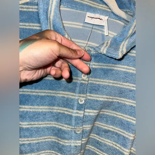 Urban Outfitters NWOT UO Out From Under Airy Terry Cropped Polo Shirt In Multi Blue