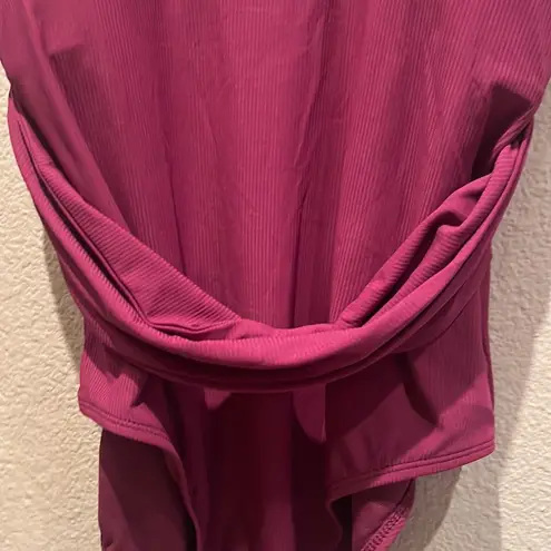 Shade & Shore New  V neck Purple Eggplant One Piece Swimsuit Medium NWT