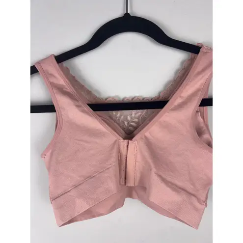Breezies Lace Front Closure Bra Small Blush Pink Wireless Comfort Support Bralet
