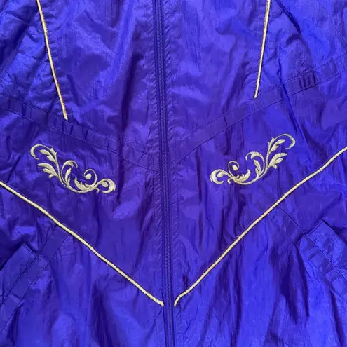 Vintage 80s 90s Windbreaker Jacket XL Embroidered Purple Gold