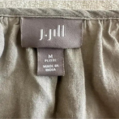 J Jill Linen Blend Blend Embroidered Lace Peasant Blouse Grey Med RN97641 Gray Size undefined