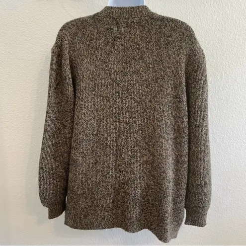 Alpaca Knit Sweater Open Front Cardigan Marbled Brown Medium