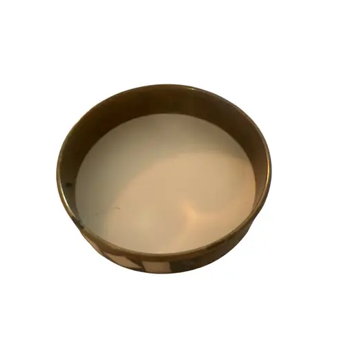 Vintage Brass Bangle Bracelet Mother of Pearl Inlay Elephant Trunk Up India 8.5" Black