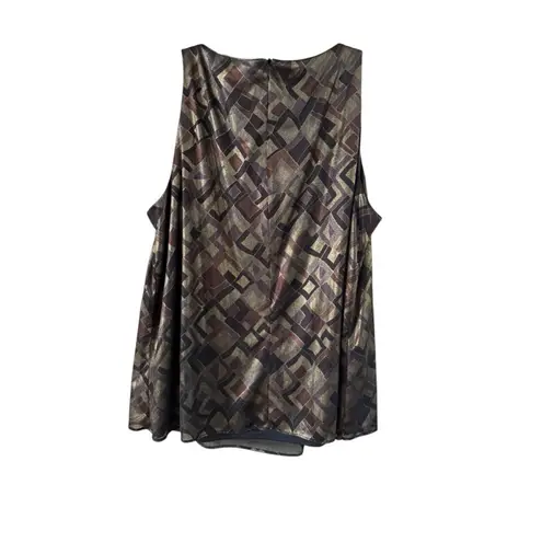 Alex Evenings  Black Gold Geometric Metallic Tank Top XL