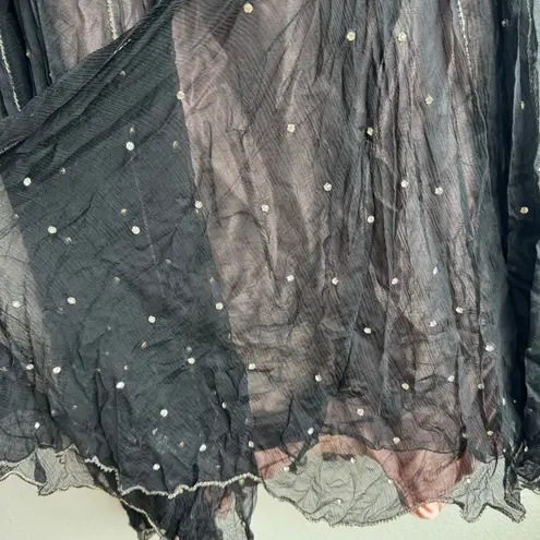 Vintage Art Deco Flapper Gatsy Sequin Jewel Black Silk Party Mini Flapper Dress