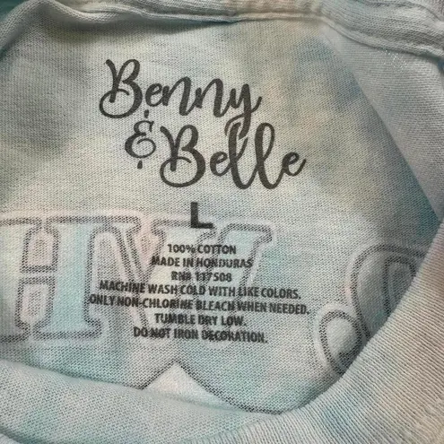 NWT Benny & Belle America Red White & Blessed Shirt L Womens Cotton Candy Tee Blue Size L