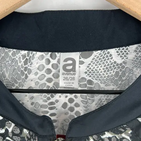 Black & White Avenue Sheer Bomber Jacket Womens 26/28 (3X) Black White Leopard Print Full Zip