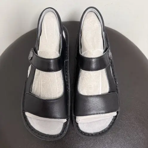 Alegria Black Ink Vallie Hook Loop Strap Platform Leather Sandals 9 39 New NIB