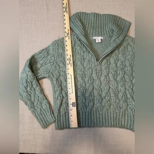 Sincerely Jules SMALL Mint Green Knit Three Quarter Zip Womens Pullover Sweater
