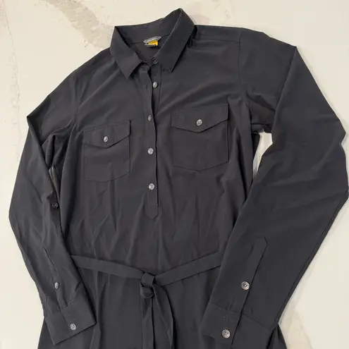 Eddie Bauer  Departure Long Sleeve Travel Shirt Dress Womens Small Black Gorpcore