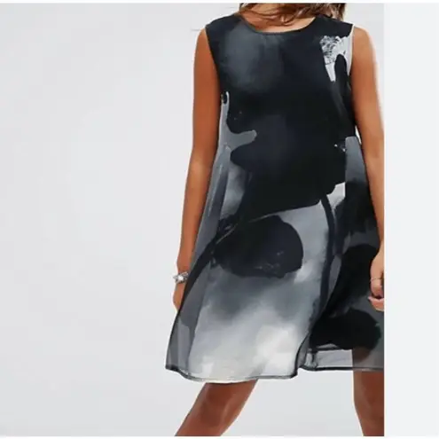 Religion  Fade Skater Dress Black Grey Zipper Back Size Medium Sleeveless