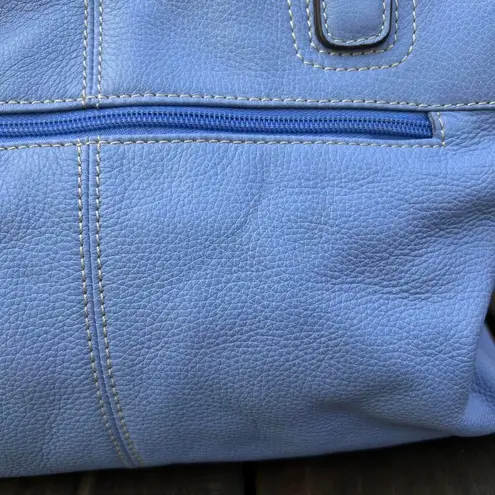 Y2K Blue Tignanello Leather Shoulder Bag Purse w/ Silver Hardware and Turn Lock