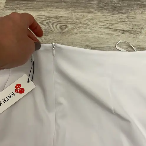 Kate Kasin NWT White Knee Length Knotted Side Wrap Skirt Size XL