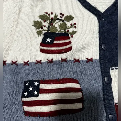 Croft & Barrow Fourth of July  Women’s Sweater Cardigan Patriot America sz Medium