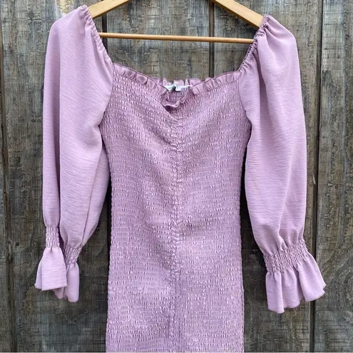 Love Tree  Pink Full Smocked Body Long Sleeve Mini Dress Size S