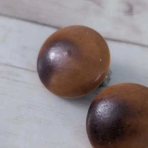 Vintage Clip On Earrings Shades of Brown Large Chunky Statement