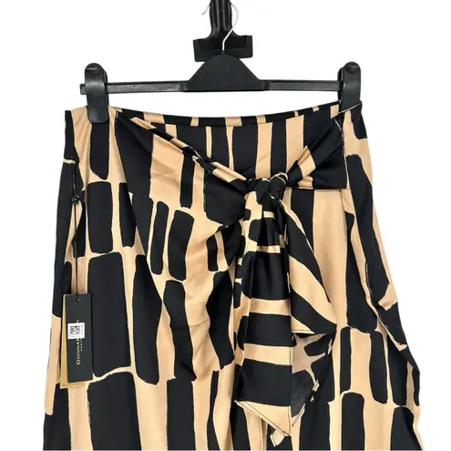 Donna Karan Rustic Chic Geometric Sarong Midi Skirt size 14 Tie Waist